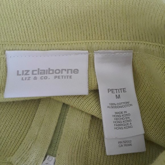 Liz Claiborne Avocado Green Striped Zip Up Sweater - Picture 9 of 10